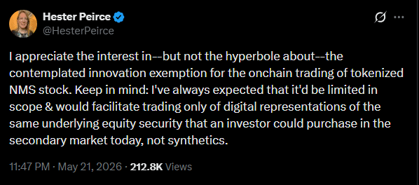 SEC tokenized stocks