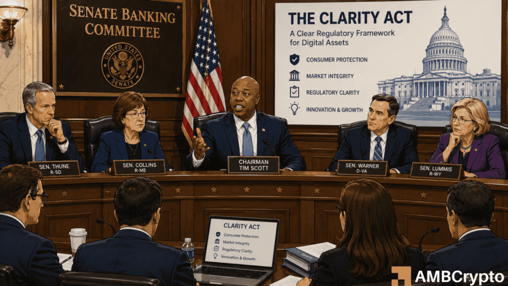 CLARITY Act clears Senate markup in 15–9 vote as ethics fights persist