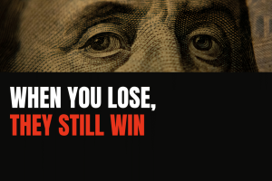 Kalshi fires back at FairPredicts with cease-and-desist over ‘Kalshi Lies’ Close-up image of Benjamin Franklin on U.S. currency above bold text reading “When You Lose, They Still Win,” used in criticism of Kalshi prediction markets and gambling-style trading practices. Kalshi fires back at FairPredicts with cease-and-desist over 'Kalshi Lies' campaign