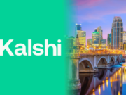 Kalshi sues Minnesota over prediction markets felony ban before August Kalshi prediction markets platform branding alongside the Minneapolis, Minnesota skyline and bridge, illustrating the company's legal challenge to Minnesota's prediction market ban.