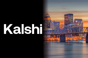 Kentucky class action lawsuit challenges Kalshi as alleged illegal gambling Kalshi logo beside Louisville, Kentucky skyline highlighting class action lawsuit over alleged illegal sports prediction market gambling operations