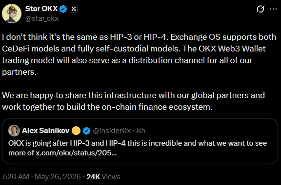 OKX launches Exchange OS - Community debates similarities to Hyperliquid OKX Exchange OS