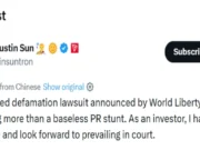 WLFI Sues Justin Sun Over “Smear Campaign” Against Project Justin sun response on WLFI lawsuit
