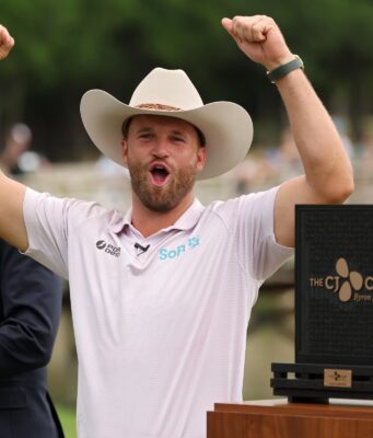 Wyndham Clark final round 60 to win CJ CUP on PGA Tour MCKINNEY, TEXAS - MAY 24: Wyndham Clark of the United States celebrates during the trophy ceremony after winning THE CJ CUP Byron Nelson 2026 at TPC Craig Ranch on May 24, 2026 in McKinney, Texas. (Photo by Sam Hodde/Getty Images)