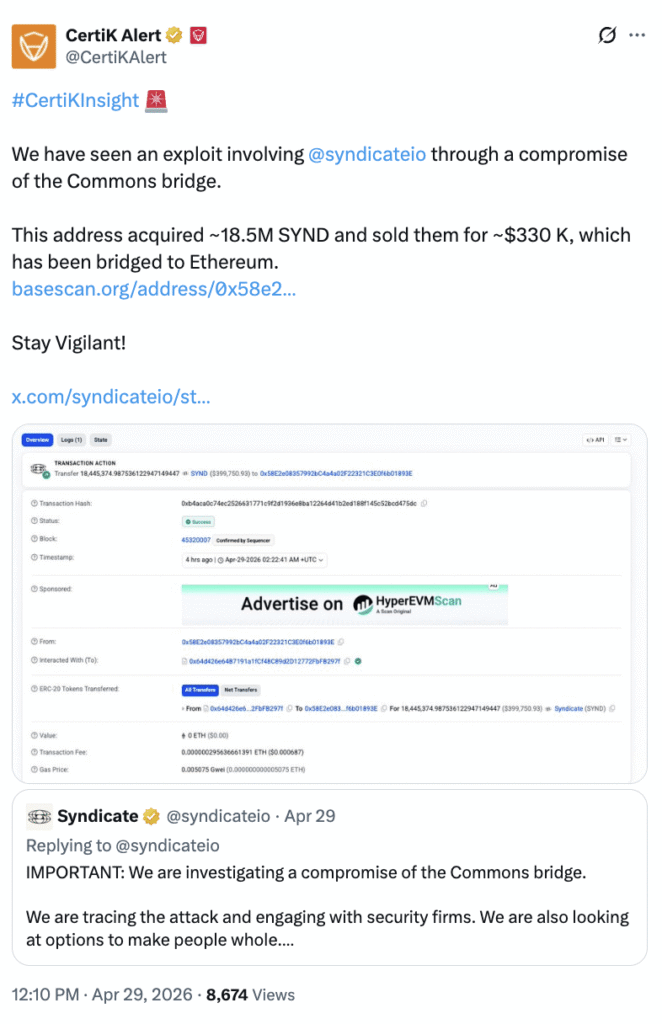 Syndicate Labs bridge attack