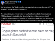 Crypto Exchanges Pushed US Lawmakers to Bar Provision on Risky Tokens: Report