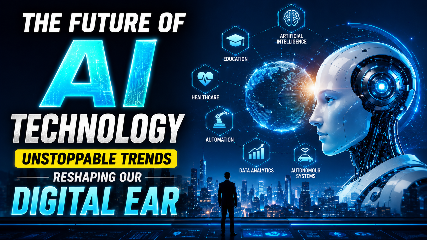 A conceptual digital background representing the future of AI technology and smart systems.