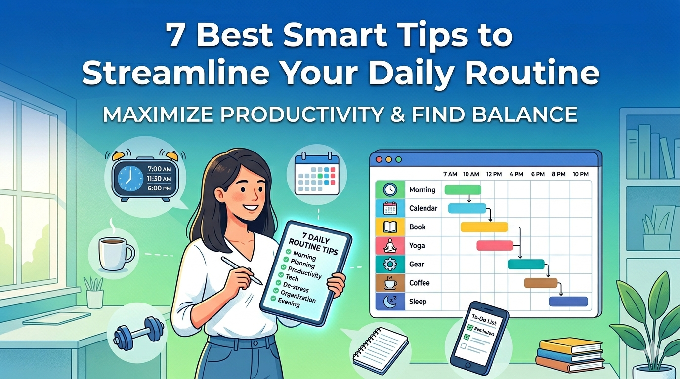 1000131102 A clean, organized minimalist workspace showcasing smart tips to streamline your daily routine and manage time efficiently.