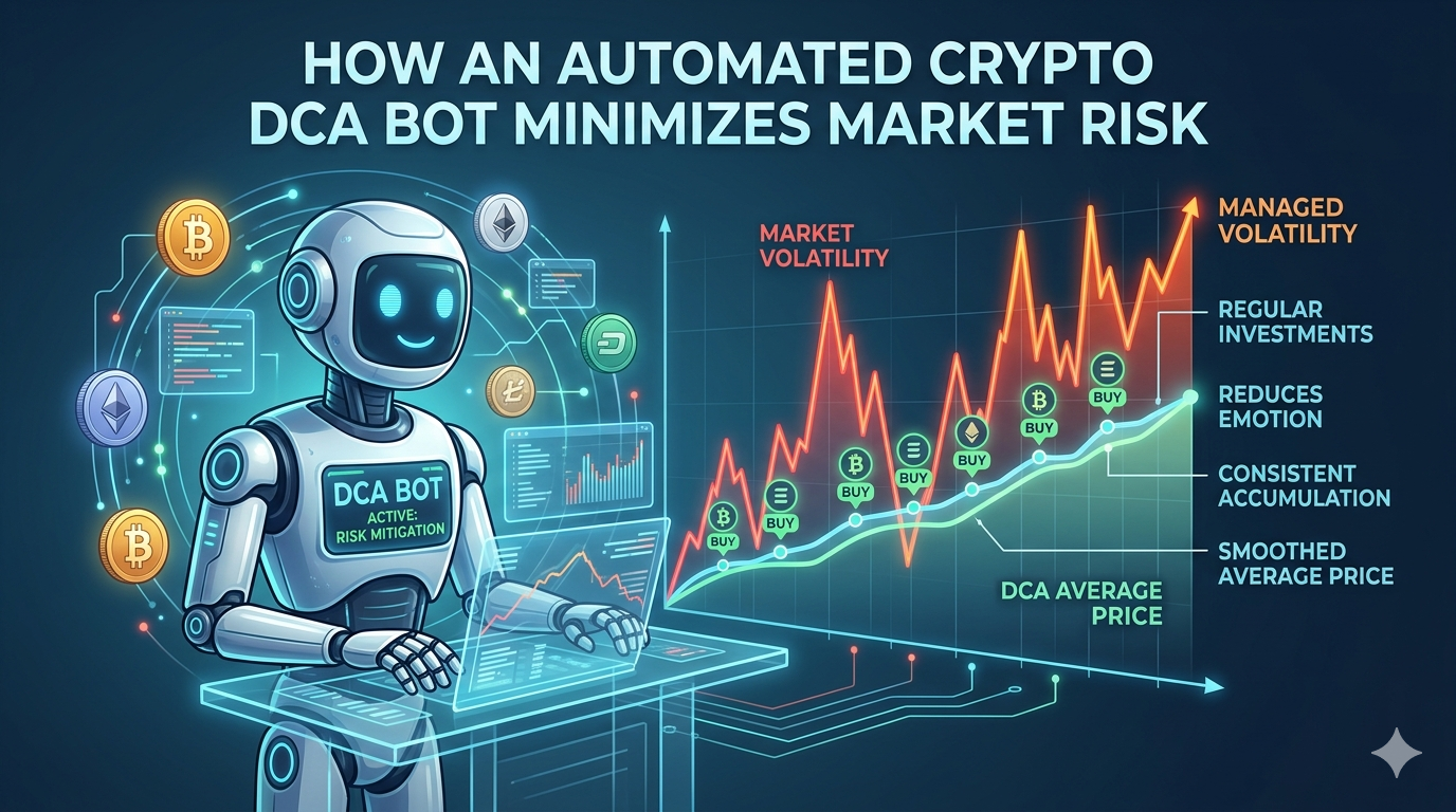 1000132068 A clean user interface of an Automated Crypto DCA Bot showing scheduled buying intervals and portfolio growth charts.