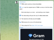 TON rallies after Pavel Durov announces Toncoin rebrand to Gram Pavel Durov announcing Gram
