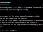 ‘Time to take profit’ – Arthur Hayes dumps HYPE, NEAR before SpaceX IPO Arthur hayes altcoins